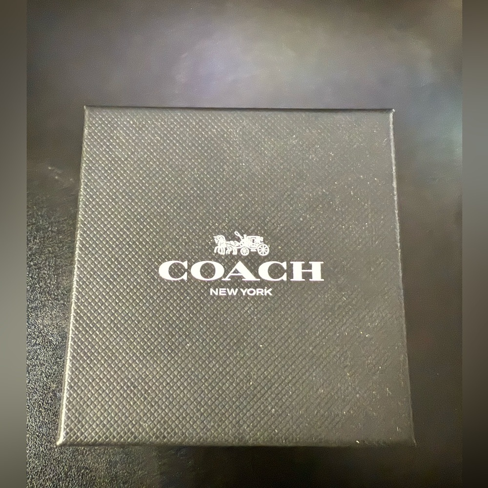 Coach Baxter Silver Tone Black Dial Black Leather Strap Mens Watch